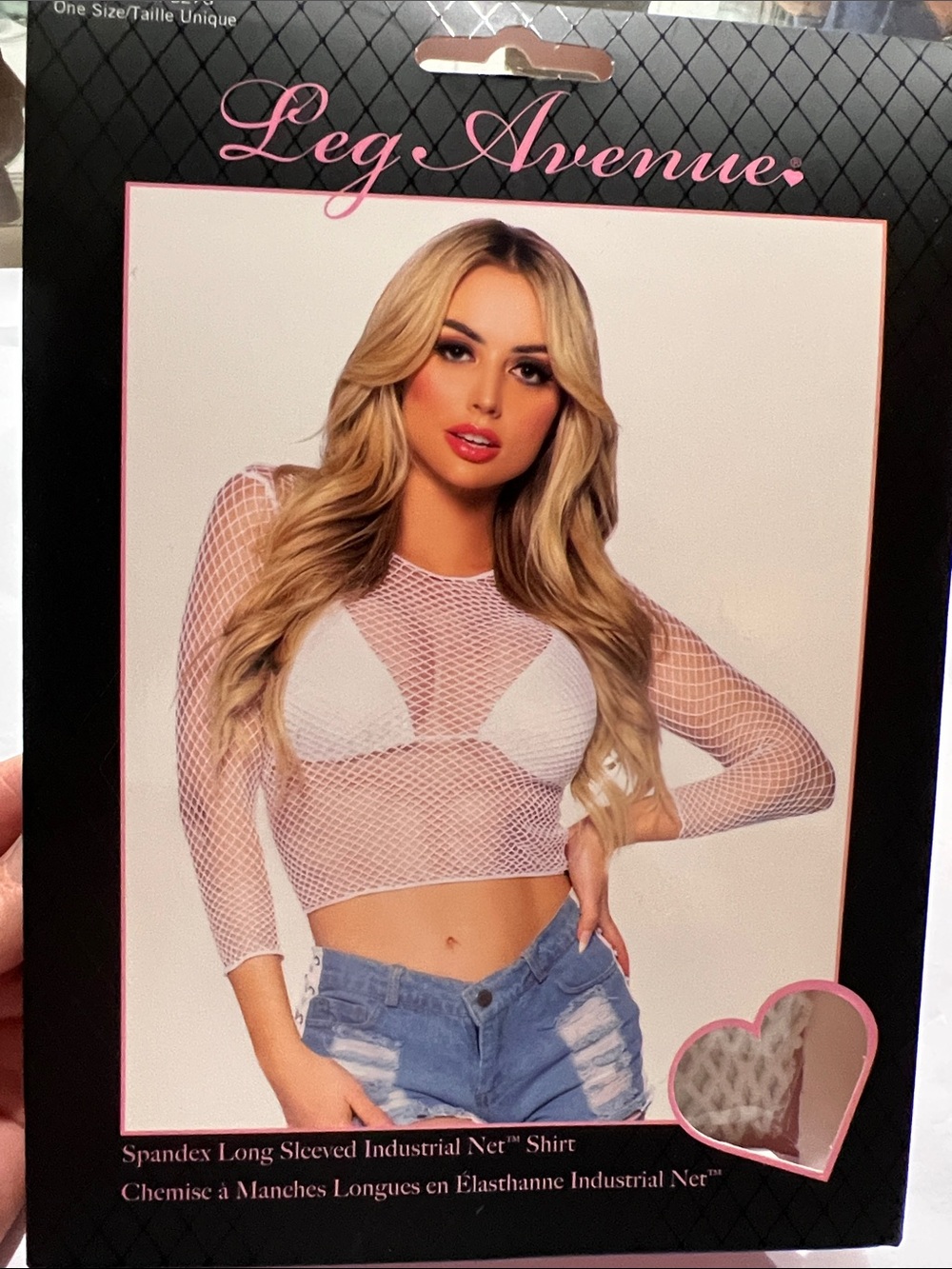 Leg Avenue White Fishnet Long-Sleeve Crop Top